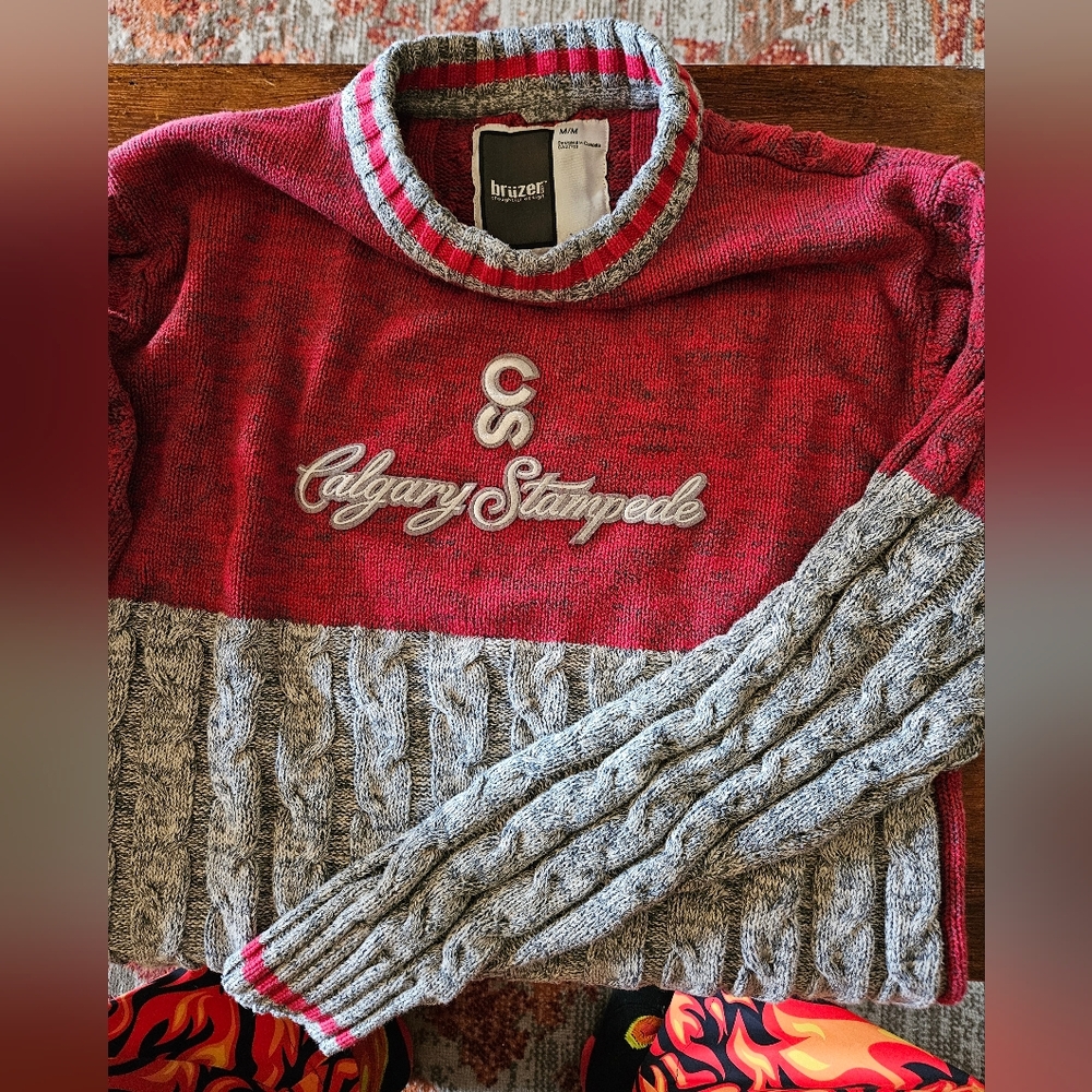 Men's Red and Gray Crewneck Sweater by Blizzard